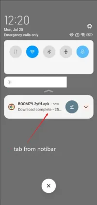 Example of locating an APK in Android notifications